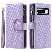 For Google Pixel 8 Pro Glitter Lattice Zipper Wallet Leather Phone Case(Purple)