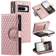 For Google Pixel 8 Pro Glitter Lattice Zipper Wallet Leather Phone Case(Rose Gold) - Google Cases by PMC TechLife | Online Shopping South Africa | PMC TechLife | Buy Now Pay Later Mobicred