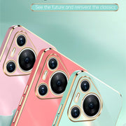 For Huawei Pura 70 XINLI Straight 6D Plating Gold Edge TPU Phone Case(Black)