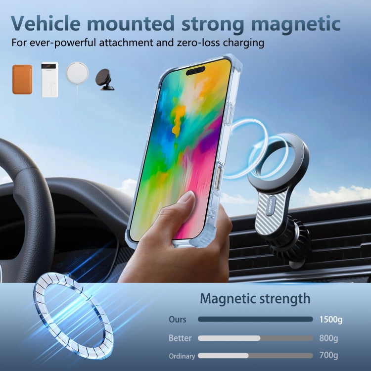 For iPhone 16 Pro Gold Shield CD Pattern MagSafe Magnetic Phone Case with Rotating Stand(Transparent Blue)