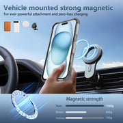 For iPhone 16 Plus Gold Shield CD Pattern MagSafe Magnetic Phone Case with Rotating Stand(Transparent Black)