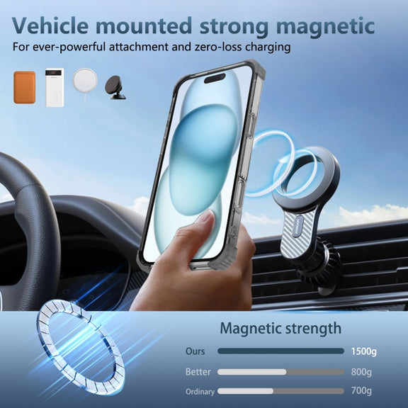 For iPhone 16 Plus Gold Shield CD Pattern MagSafe Magnetic Phone Case with Rotating Stand(Transparent Black)