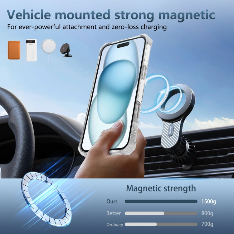 For iPhone 16 Gold Shield CD Pattern MagSafe Magnetic Phone Case with Rotating Stand(Transparent)