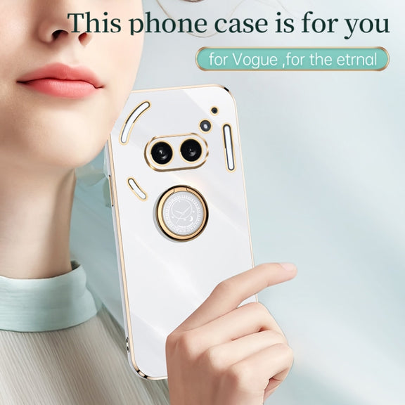 For Nothing Phone 2A XINLI Straight Edge 6D Electroplate TPU Phone Case with Ring Holder(Black)