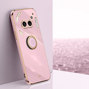 For Nothing Phone 2A XINLI Straight Edge 6D Electroplate TPU Phone Case with Ring Holder(Cherry Purple)