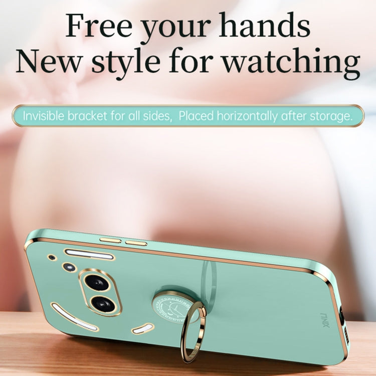 For Nothing Phone 2A XINLI Straight Edge 6D Electroplate TPU Phone Case with Ring Holder(Celestial Blue)