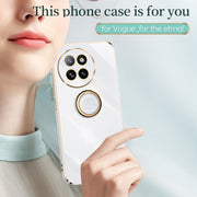 For Xiaomi Civi 4 Pro XINLI Straight 6D Plating Gold Edge TPU Shockproof Case with Ring Holder(Mint Green)