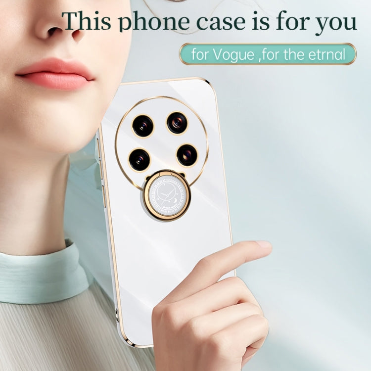 For Xiaomi 14 Ultra 5G XINLI Straight Edge 6D Electroplate TPU Phone Case with Ring Holder(White)