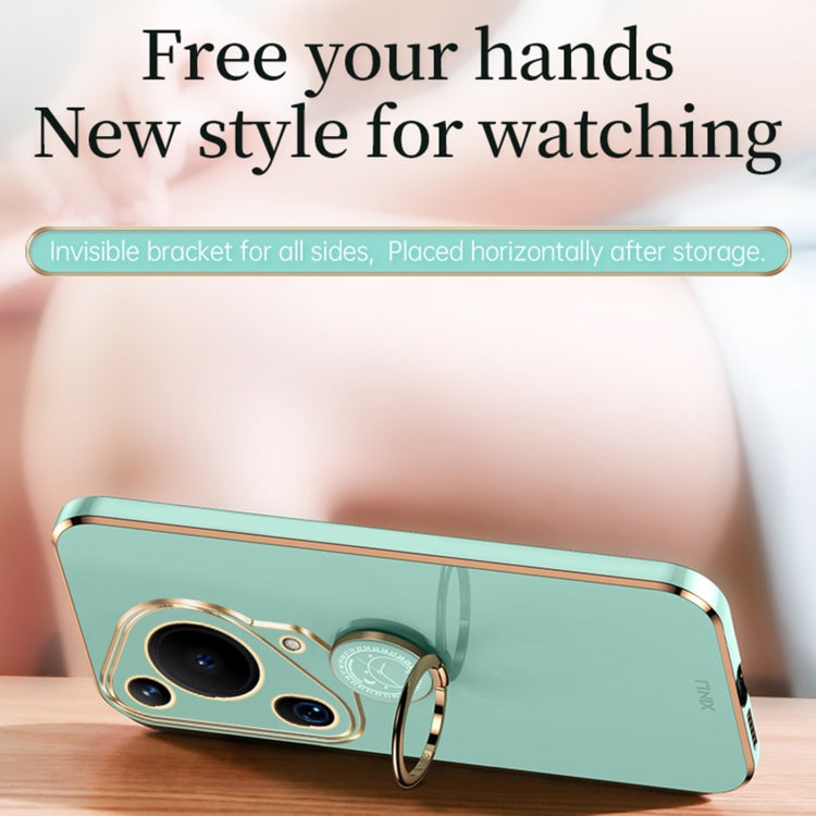 For Huawei Pura 70 Ultra XINLI Straight 6D Plating Gold Edge TPU Shockproof Case with Ring Holder(White)
