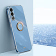 For Meizu 20 5G XINLI Straight Edge 6D Electroplate TPU Phone Case with Ring Holder(Celestial Blue) - Meizu by XINLI | Online Shopping South Africa | PMC TechLife | Buy Now Pay Later Mobicred