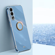 For Meizu 20 5G XINLI Straight Edge 6D Electroplate TPU Phone Case with Ring Holder(Celestial Blue)