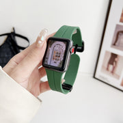 For Apple Watch Series 8 41mm Magnetic Square Buckle Silicone Watch Band(Alfalfa)