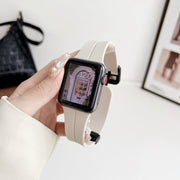 For Apple Watch SE 44mm Magnetic Square Buckle Silicone Watch Band(Starlight)