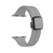 For Apple Watch SE 44mm Magnetic Square Buckle Silicone Watch Band(Cloud Gray)