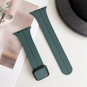 For Apple Watch Series 6 44mm Magnetic Square Buckle Silicone Watch Band(Pine Green)