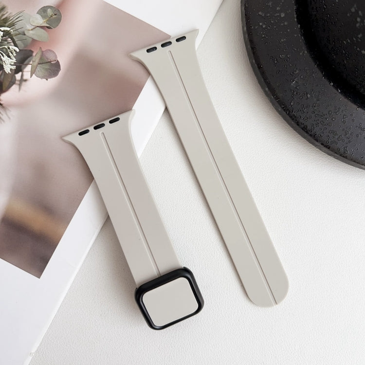 For Apple Watch Series 4 44mm Magnetic Square Buckle Silicone Watch Band(Starlight)