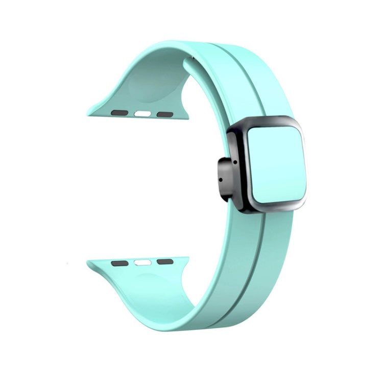 For Apple Watch 42mm Magnetic Square Buckle Silicone Watch Band(Sapphire Blue)