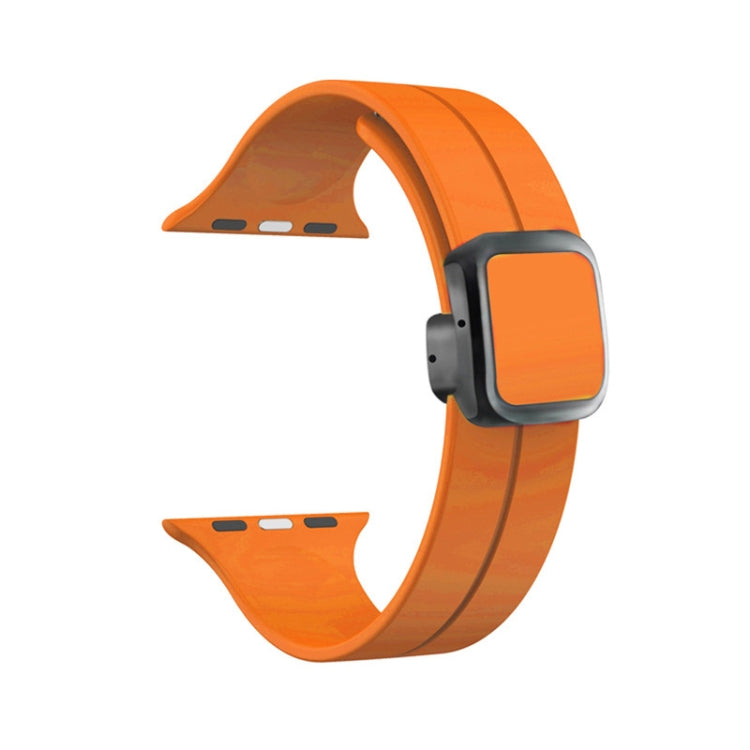 For Apple Watch 42mm Magnetic Square Buckle Silicone Watch Band(Orange)