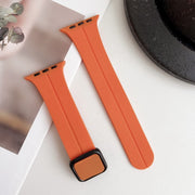 For Apple Watch 42mm Magnetic Square Buckle Silicone Watch Band(Orange)
