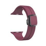 For Apple Watch 42mm Magnetic Square Buckle Silicone Watch Band(Wine Red)