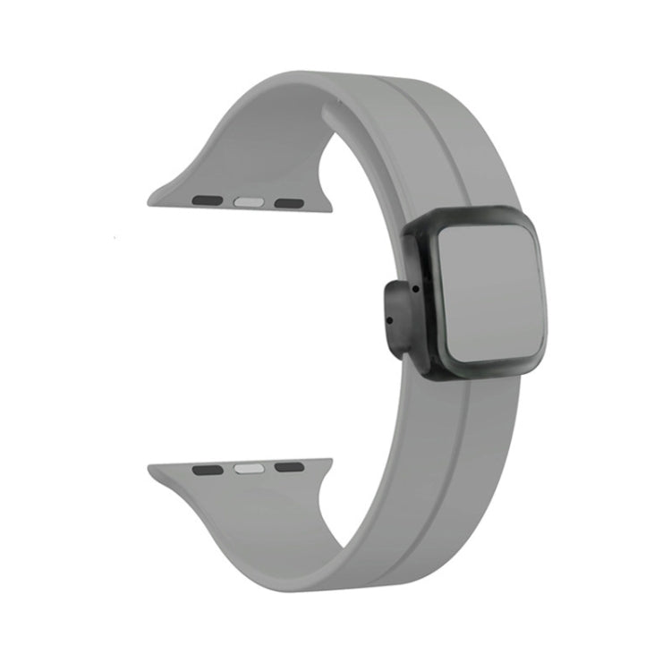 For Apple Watch 42mm Magnetic Square Buckle Silicone Watch Band(Cloud Gray)