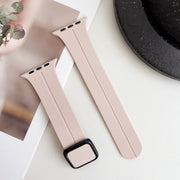 For Apple Watch 38mm Magnetic Square Buckle Silicone Watch Band(Sand Pink)
