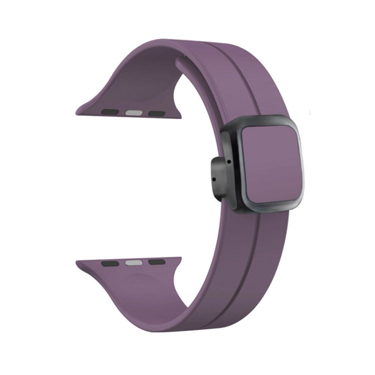 For Apple Watch 38mm Magnetic Square Buckle Silicone Watch Band(Fruit Purple)