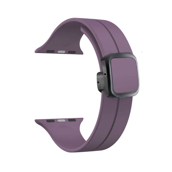 For Apple Watch 38mm Magnetic Square Buckle Silicone Watch Band(Fruit Purple)