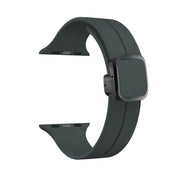 For Apple Watch 38mm Magnetic Square Buckle Silicone Watch Band(Dark Grey)