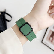 For Apple Watch 38mm Magnetic Square Buckle Silicone Watch Band(White)