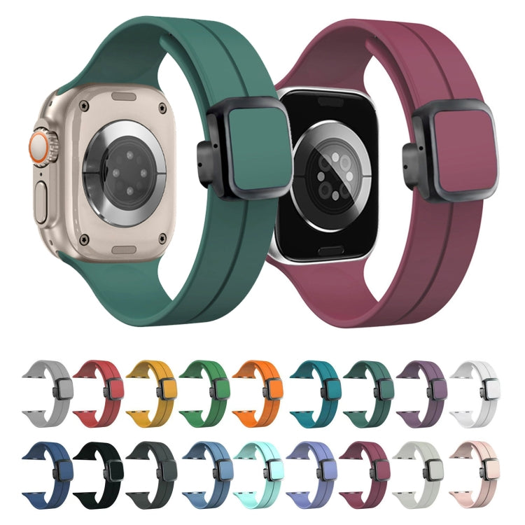 For Apple Watch Series 6 40mm Magnetic Square Buckle Silicone Watch Band(Yellow)