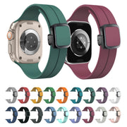 For Apple Watch 38mm Magnetic Square Buckle Silicone Watch Band(Red)