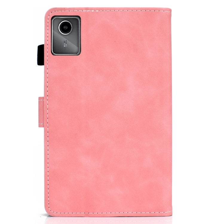 For Lenovo Tab M11 / Xiaoxin Pad 11 2024 Stitching Cowhide Texture Smart Leather Tablet Case(Pink)