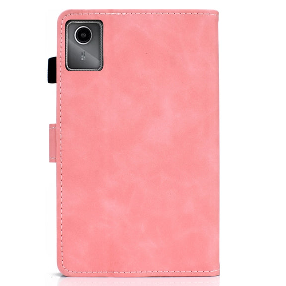 For Lenovo Tab M11 / Xiaoxin Pad 11 2024 Stitching Cowhide Texture Smart Leather Tablet Case(Pink)