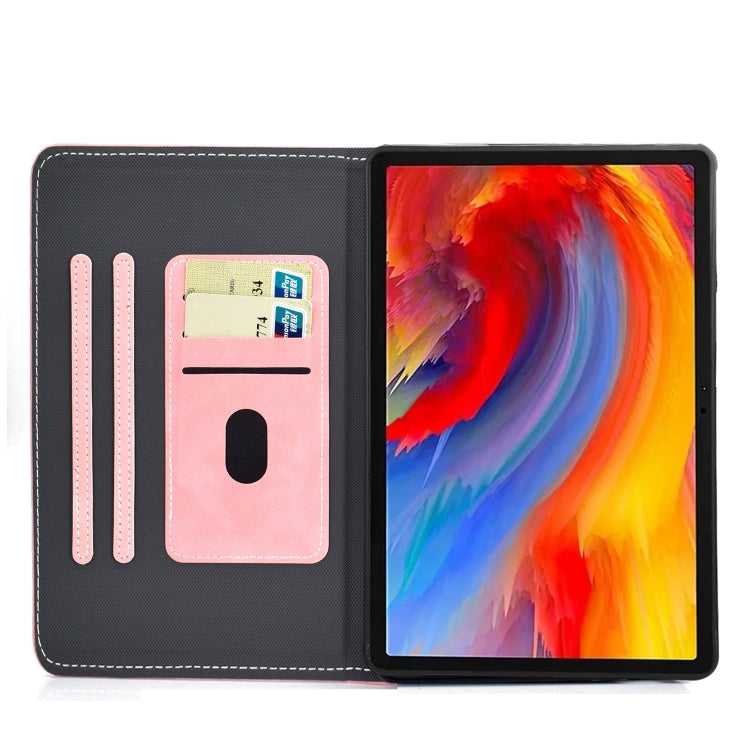 For Lenovo Tab M11 / Xiaoxin Pad 11 2024 Stitching Cowhide Texture Smart Leather Tablet Case(Pink)