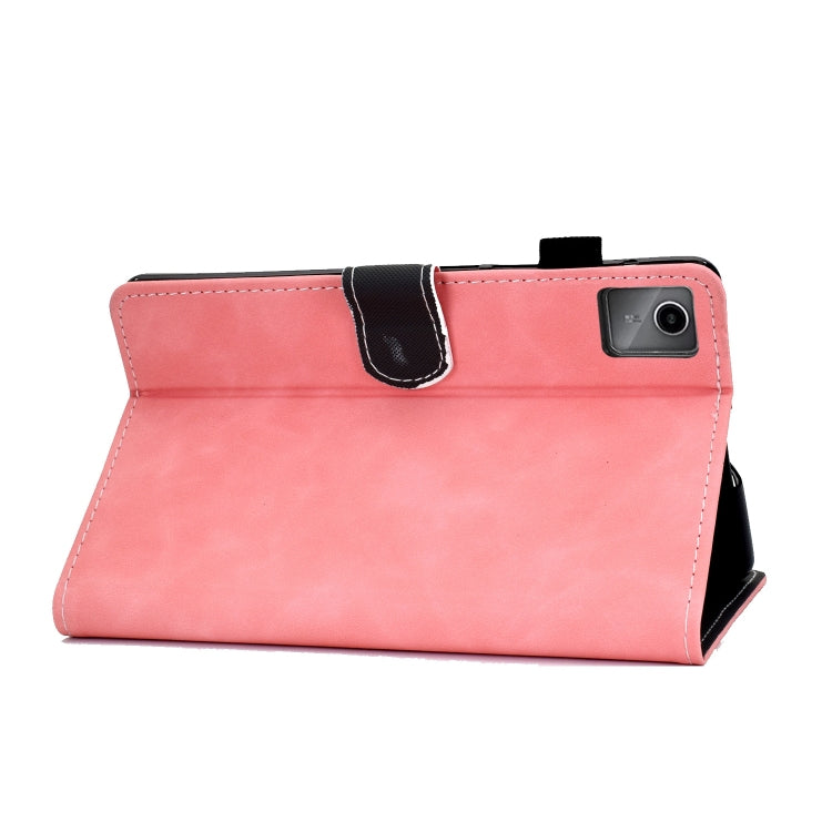 For Lenovo Tab M11 / Xiaoxin Pad 11 2024 Stitching Cowhide Texture Smart Leather Tablet Case(Pink)