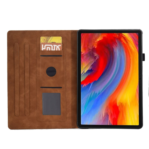 For Lenovo Tab M11 / Xiaoxin Pad 11 2024 Tower Embossed Leather Smart Tablet Case(Brown)
