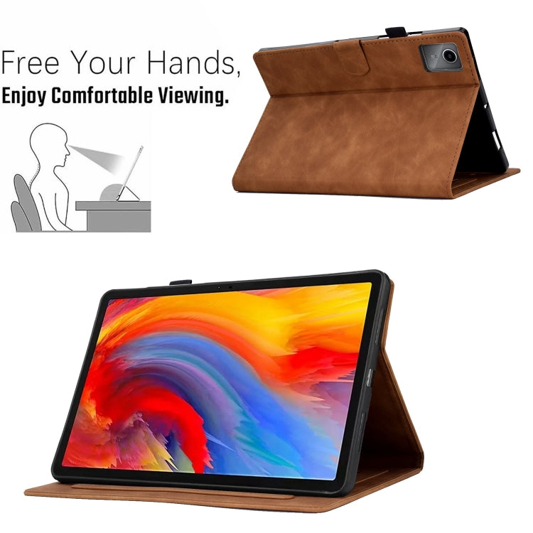 For Lenovo Tab M11 / Xiaoxin Pad 11 2024 Tower Embossed Leather Smart Tablet Case(Brown)