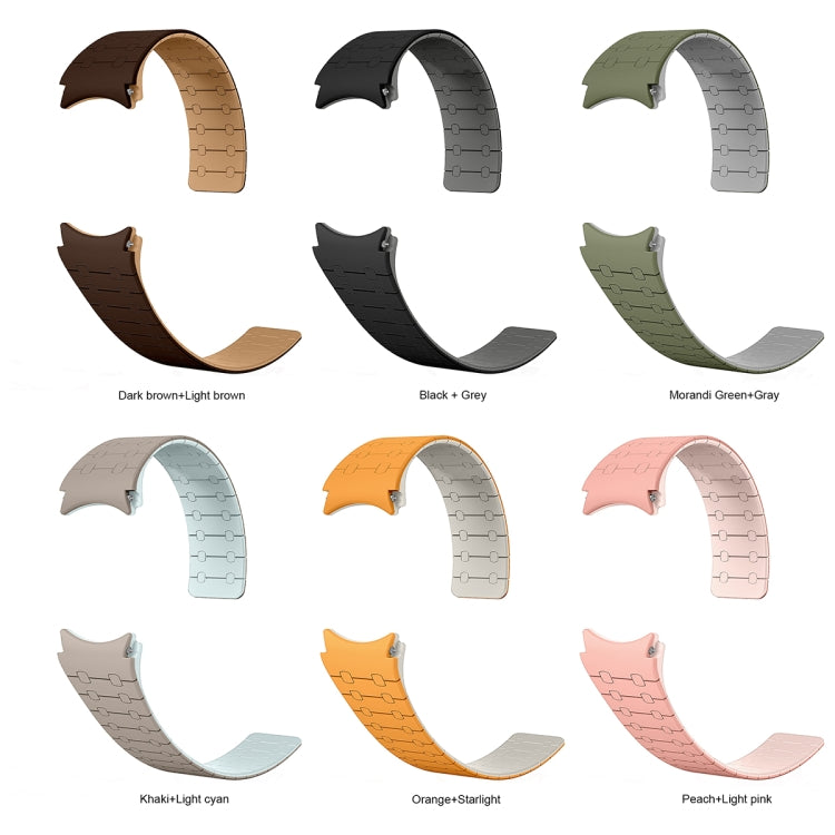 For Samsung Galaxy Watch 6 / 5 / 4 Two Color Loop Magnetic Silicone Watch Band(Black+Grey)