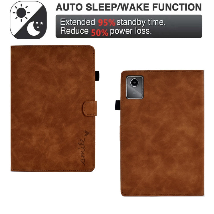 For Lenovo Tab M11 / Xiaoxin Pad 11 2024 Smile Embossed Smart Leather Tablet Case(Brown)