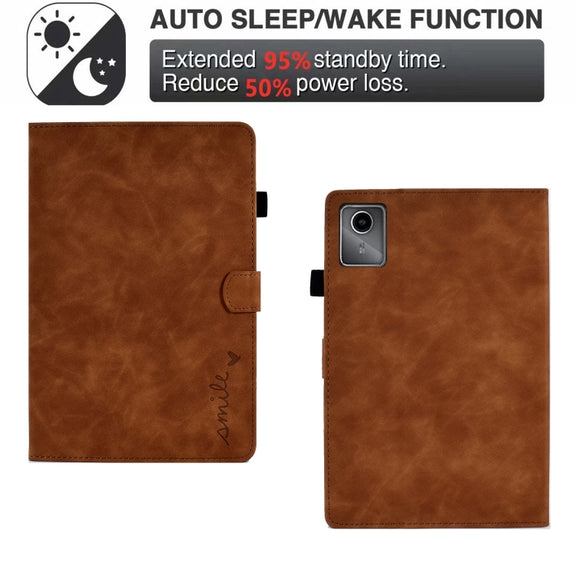 For Lenovo Tab M11 / Xiaoxin Pad 11 2024 Smile Embossed Smart Leather Tablet Case(Brown)