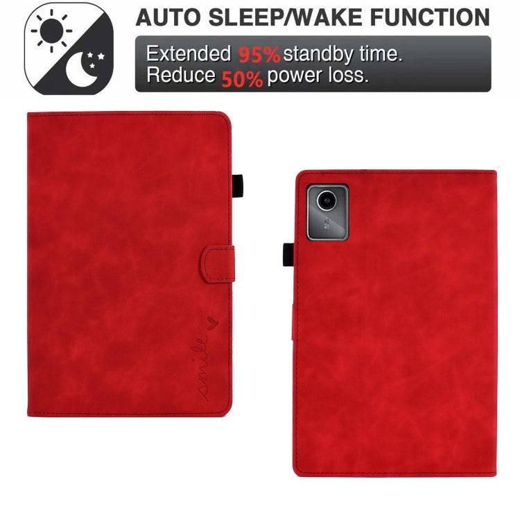 For Lenovo Tab M11 / Xiaoxin Pad 11 2024 Smile Embossed Smart Leather Tablet Case(Red)