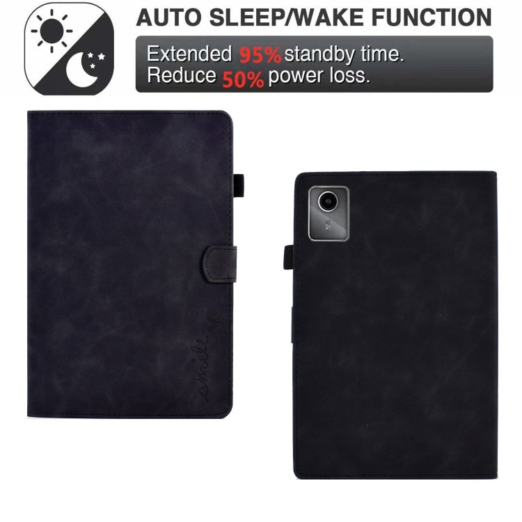 For Lenovo Tab M11 / Xiaoxin Pad 11 2024 Smile Embossed Smart Leather Tablet Case(Black)