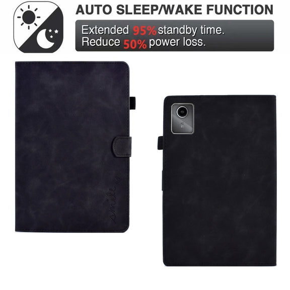 For Lenovo Tab M11 / Xiaoxin Pad 11 2024 Smile Embossed Smart Leather Tablet Case(Black)