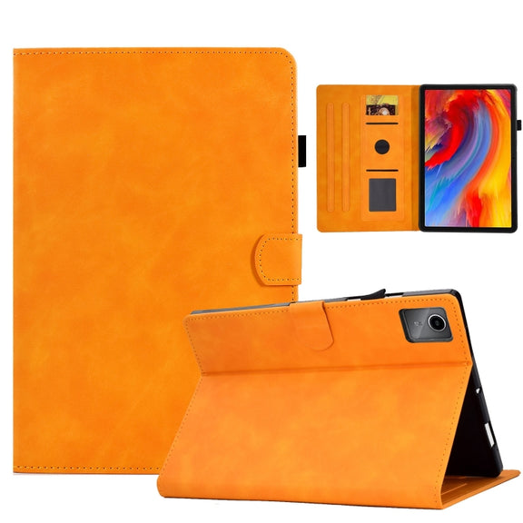 For Lenovo Tab M11 / Xiaoxin Pad 11 2024 Smile Embossed Smart Leather Tablet Case(Khaki)