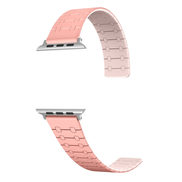 For Apple Watch 38mm Two Color Loop Magnetic Silicone Watch Band(Peach+Light Pink)