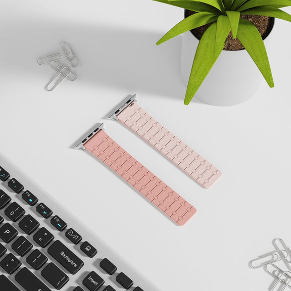 For Apple Watch 38mm Two Color Loop Magnetic Silicone Watch Band(Peach+Light Pink)