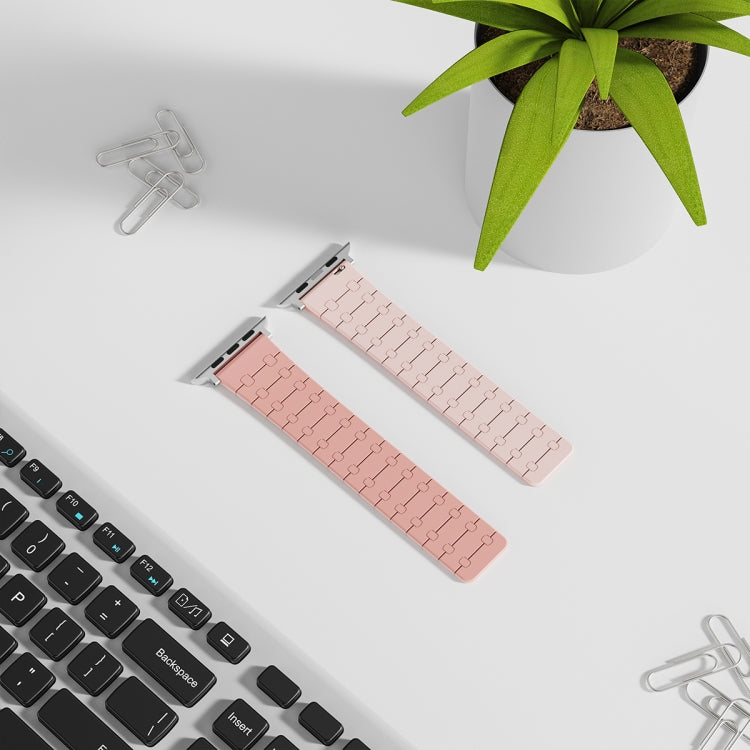 For Apple Watch 38mm Two Color Loop Magnetic Silicone Watch Band(Peach+Light Pink)