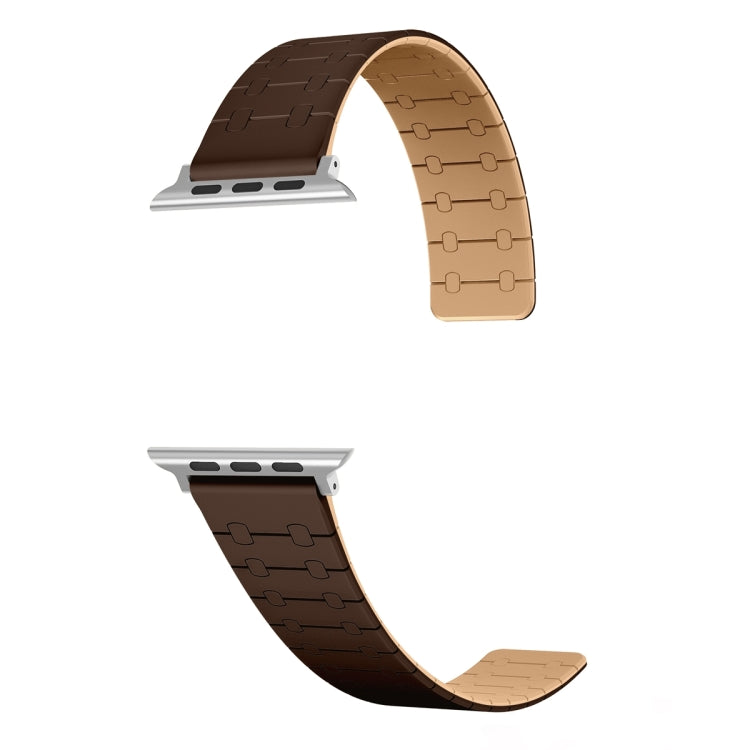 For Apple Watch 38mm Two Color Loop Magnetic Silicone Watch Band(Dark Brown+Light Brown)