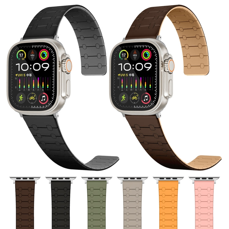 For Apple Watch 42mm Two Color Loop Magnetic Silicone Watch Band(Black+Grey)